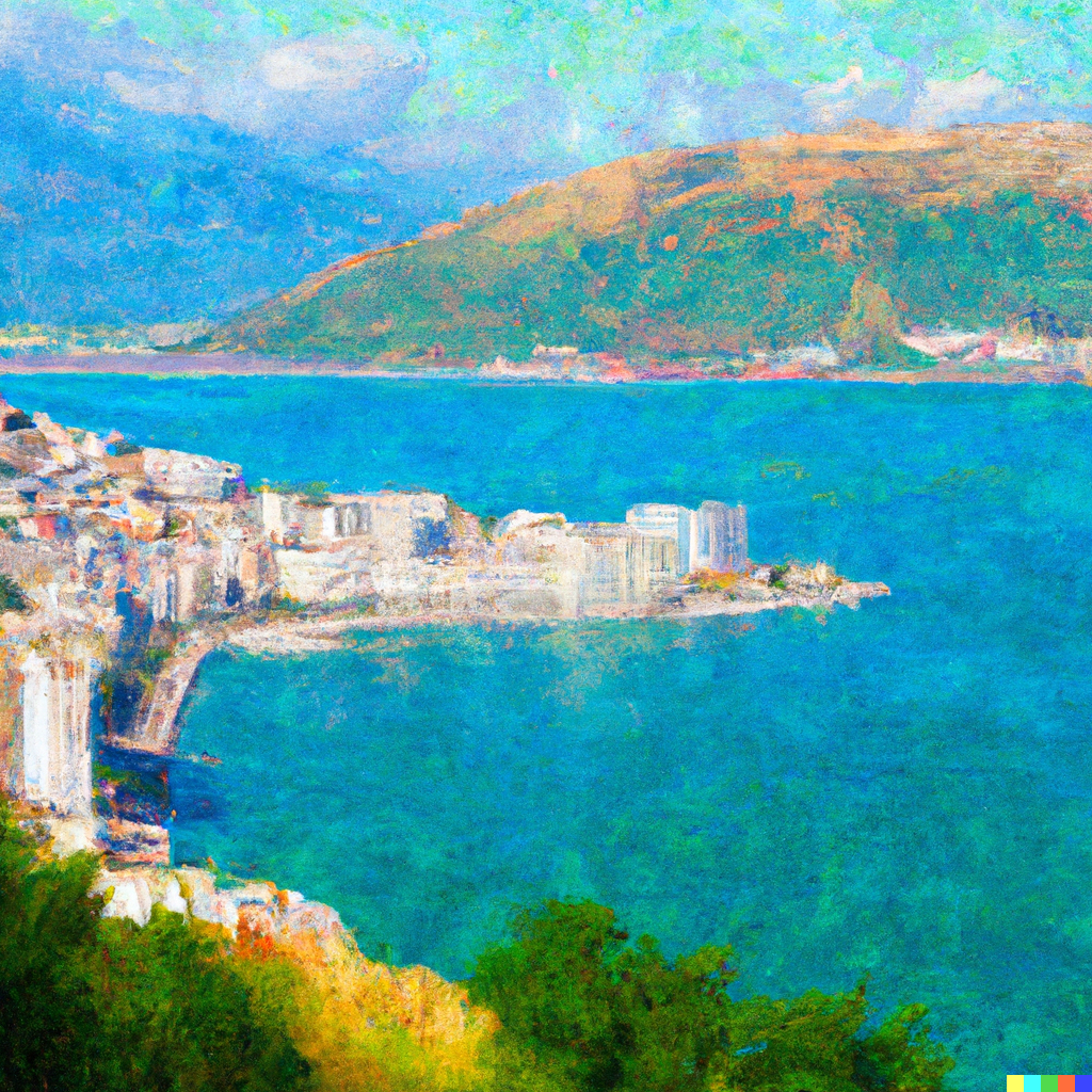 DALL·E 2023-03-09 03.33.04 - An impressionist style painting of Saranda in Albania..png