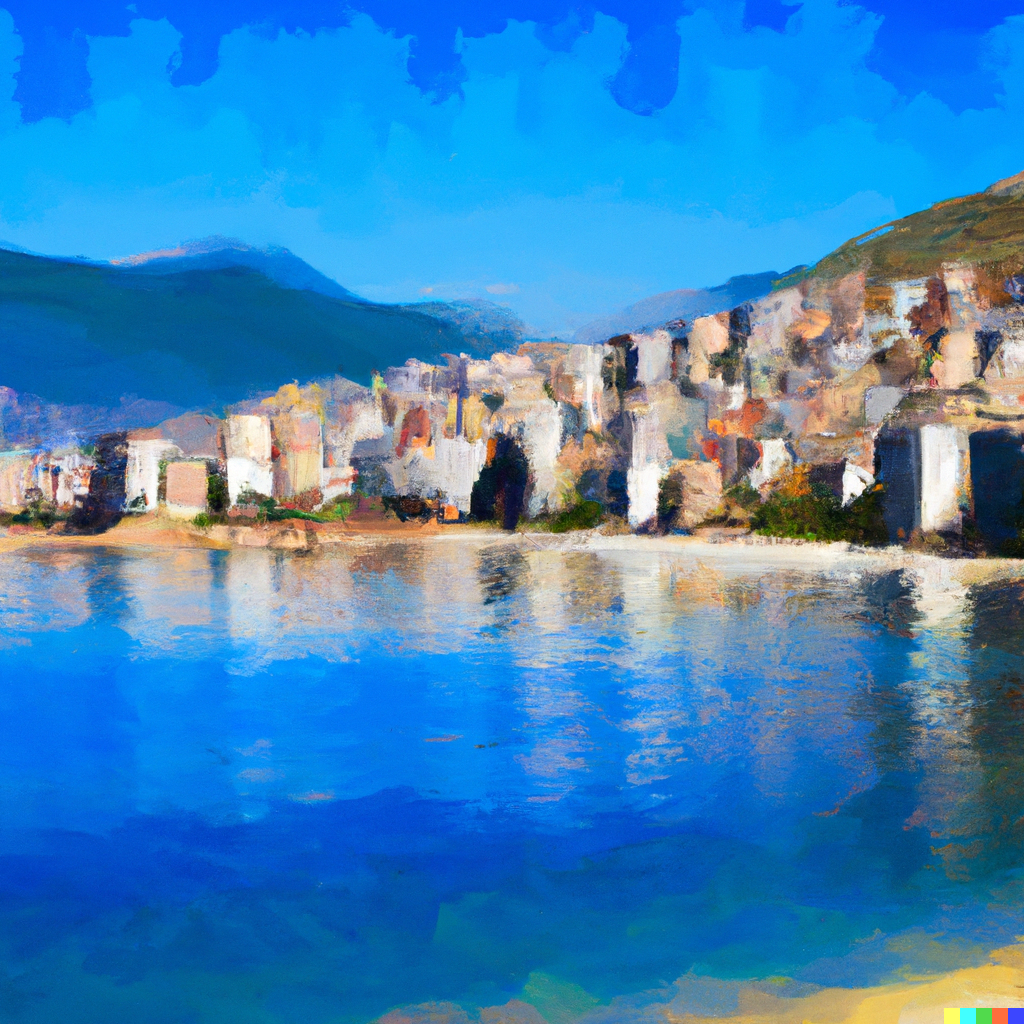 DALL·E 2023-03-09 03.34.14 - An impressionist style painting of Saranda in Albania..png